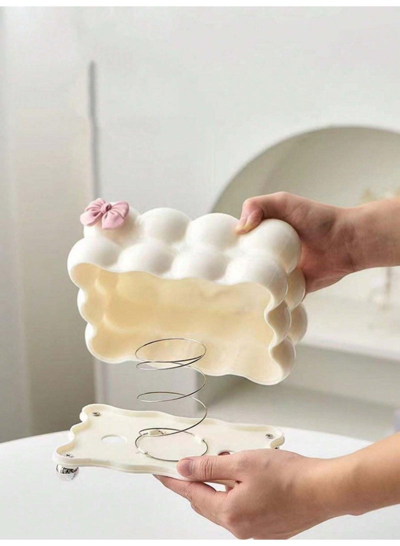 Elegant Bubble Cloud Tissue Box Holder – Lovable Bow-adorned Design - Image 4