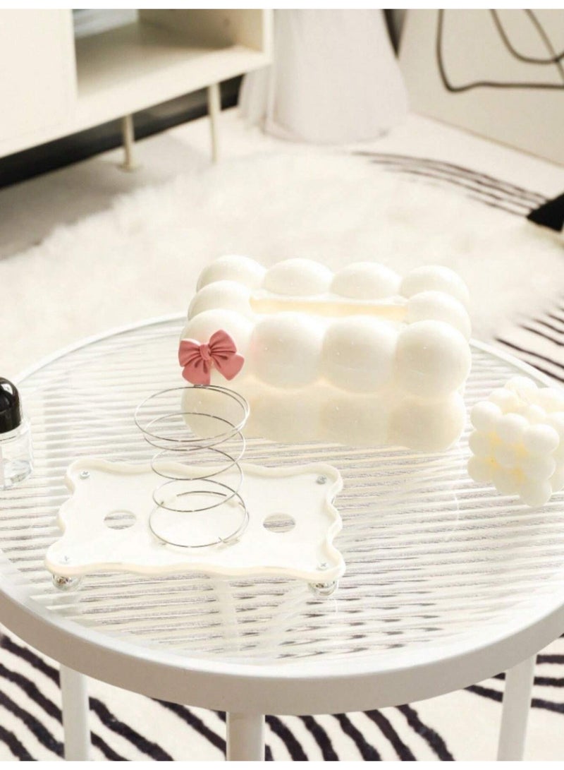 Elegant Bubble Cloud Tissue Box Holder – Lovable Bow-adorned Design - Image 5