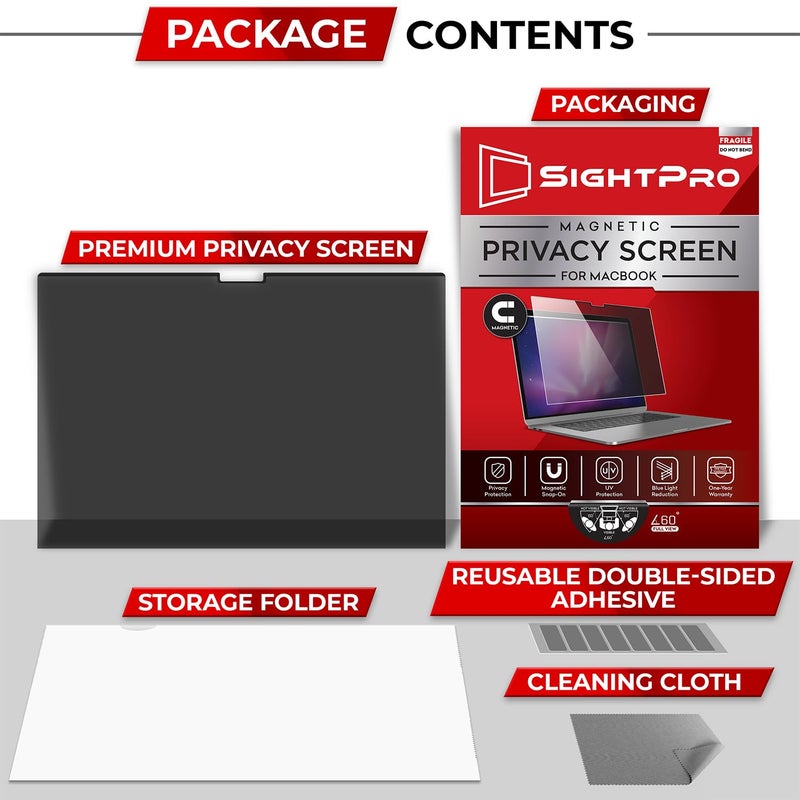 SightPro Magnetic Privacy Screen for MacBook Pro 14 Inch (2021-2025, M1-M5, Pro, Max) Patented Removable Laptop Privacy Filter Shield and Protector - Image 5