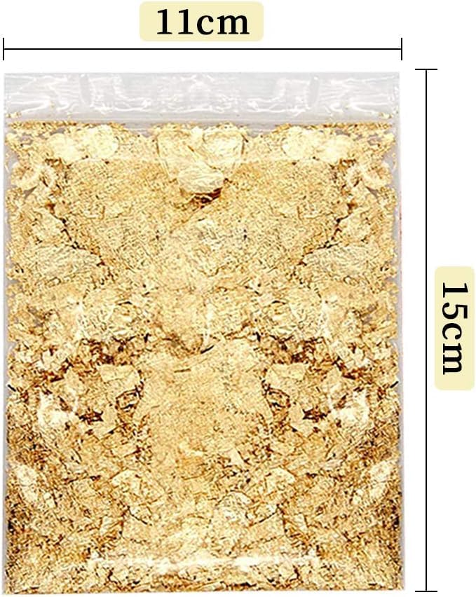 A.K GOLD LEAF Gold Leaf Gilding Flakes Silver Leaf Metallic Foil Flakes Imitation Copper Leaf Kit for Resin Nail Painting Art Craft Jewellery Making Decoration 3 Packs 3gBags - Image 2