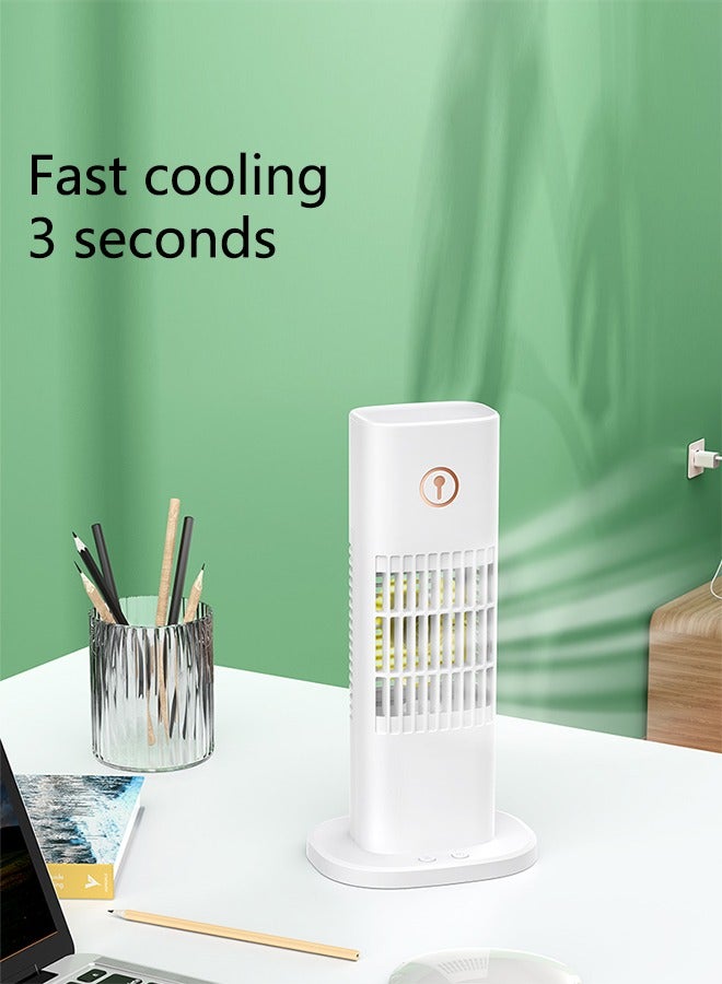 Portable Air Conditioners, Mini Evaporative Air Cooler, 300ml Evaporative Air Cooler 3 Speeds,USB Personal Air Conditioner, 4-hour Timer Portable AC Cooling Fan for car Home Office Room(White) - Image 2