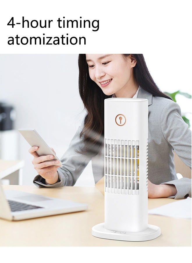 Portable Air Conditioners, Mini Evaporative Air Cooler, 300ml Evaporative Air Cooler 3 Speeds,USB Personal Air Conditioner, 4-hour Timer Portable AC Cooling Fan for car Home Office Room(White) - Image 5