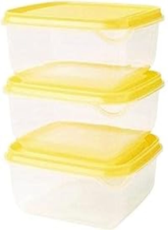 Food Container, Clear, Yellow - 3 Containers