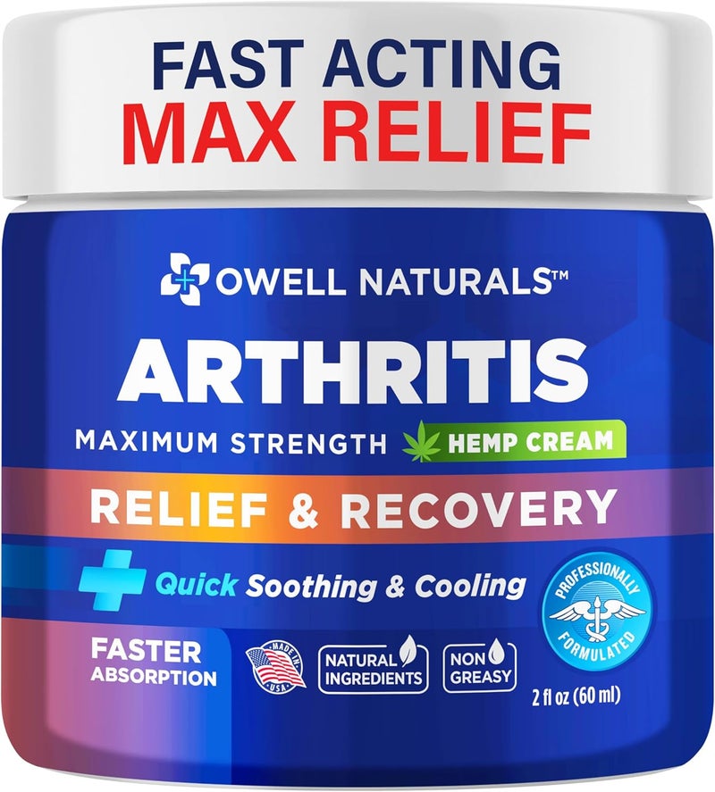 OWELL NATURALS Joint & Muscle Cream - All-Natural- Maximum Strength Relief & Recovery for Back (2 Fl Oz (Pack of 1)