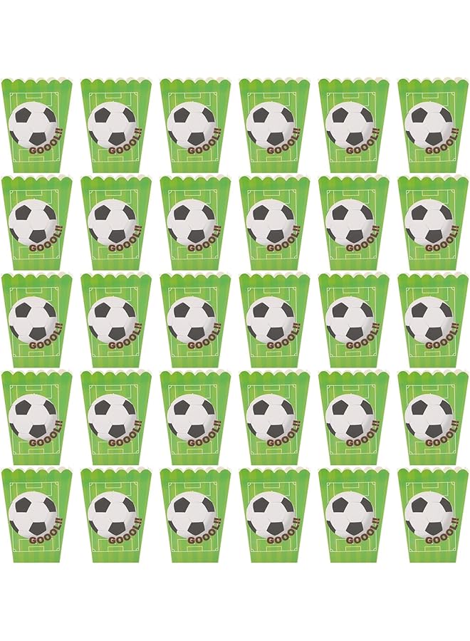 كاست ويف حاويات الوجبات الخفيفة 30 قطعة، صندوق الفشار، صندوق الوجبات الخفيفة الورقي، حاوية بنمط كرة القدم، حاملات وجبات خفيفة للبطاطس المقلية، مناسبة لحفلات كرة القدم، حاويات الطعام - Image 1