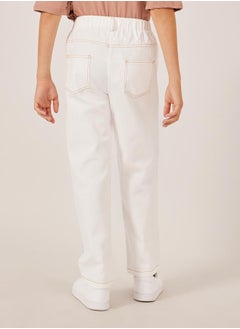 Styli Contrast Stitch Cut and Sew Detail Relaxed Fit Pants  - Image 4