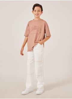 Styli Contrast Stitch Cut and Sew Detail Relaxed Fit Pants  - Image 2