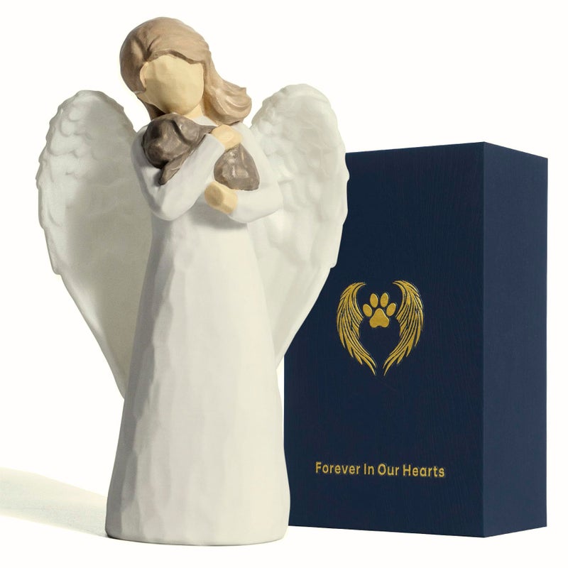 DecorSmart Pet Loss of Dog Sympathy Gift, Angel Pet Memorial Gifts for Loss of Dog Remembrance Bereavement Rainbow Bridge Passing Away Gifts Figurines (Angel) - Image 1