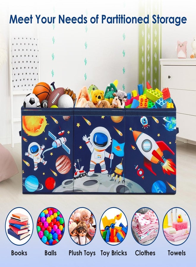 Decalsweet Large Toy Box Chest Organizer with Flip Lid for Kids, Collapsible Oxford Toy Storage Box with Handles for Boys Girls, Sturdy Waterproof Storage Organizer for Bedroom Playroom Nursery, 37.7×12.5×15.7'' - Image 4