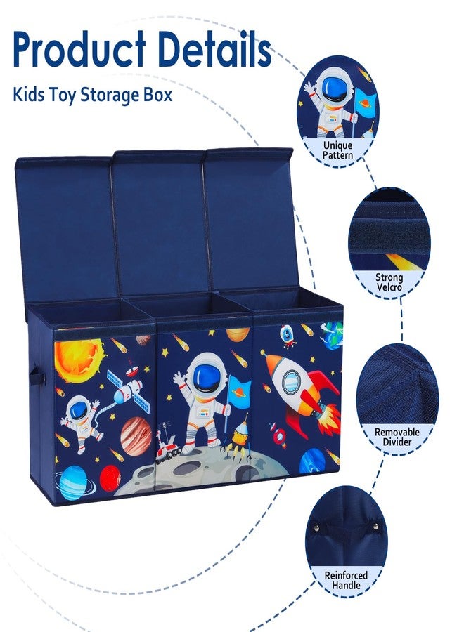 Decalsweet Large Toy Box Chest Organizer with Flip Lid for Kids, Collapsible Oxford Toy Storage Box with Handles for Boys Girls, Sturdy Waterproof Storage Organizer for Bedroom Playroom Nursery, 37.7×12.5×15.7'' - Image 3