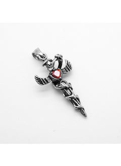 Generic Retro Snake Wing Cross Pendant Titanium Hip Hop NecklaceRed diamond without chain Red diamond without chain 