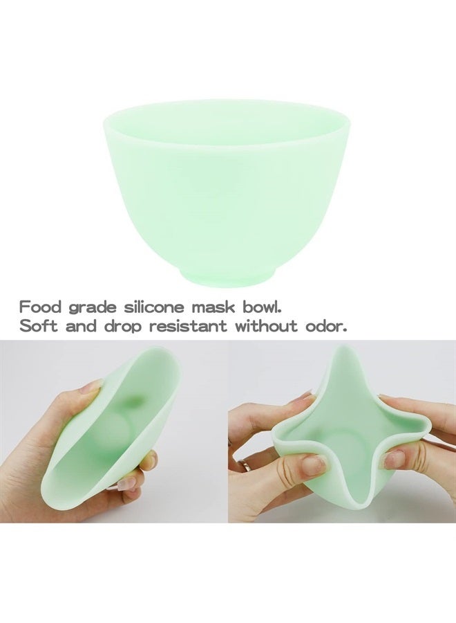4Pcs Diy Face Mask Mixing Bowl, Microwavable Silicone Facial Mud Bowl Cosmetic Beauty Tool for Home Salon(Green)