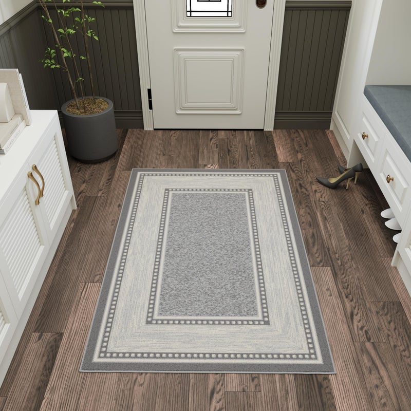 Ottomanson 33 x 5 Rugs for Living Room Border Area Rug for Bedroom  Non Slip Durable Large Floor Carpet for High Traffic Areas  Indoor Rug for Dining Room Kitchen Kids Playroom Light Gray