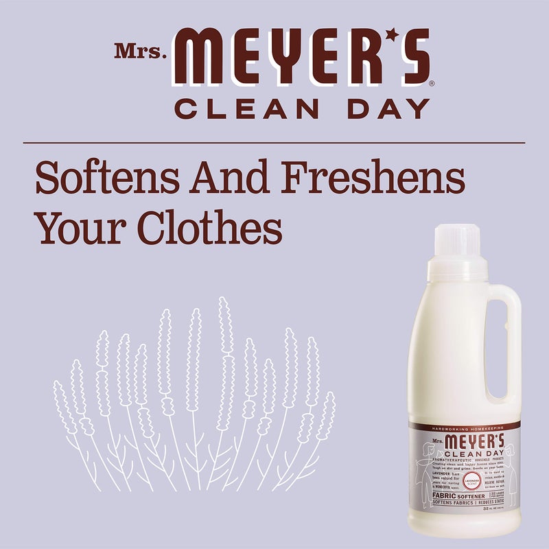Mrs. Meyer's منعم الأقمشة السائل من ميسيس مايرز، معزّز بالزيوت الأساسية، خالي من البارابين، لافندر، 32 أونصة (32 غسلة) - Image 5