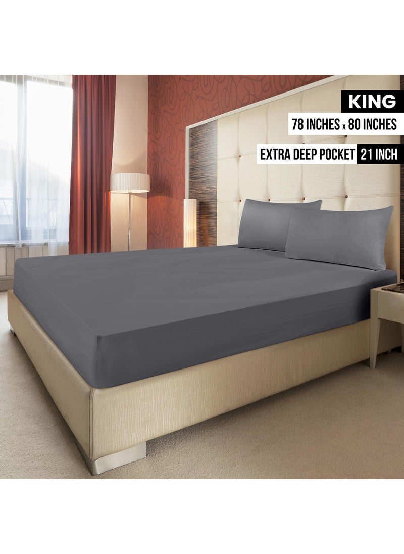 Utopia Bedding Utopia Bedding King Fitted Sheet - Extra Deep Pocket - 21 Inch Deep Pocket - Soft Microfiber -Shrinkage and Fade Resistant-Easy Care -1 Fitted Sheet Only (Grey)  - Image 2