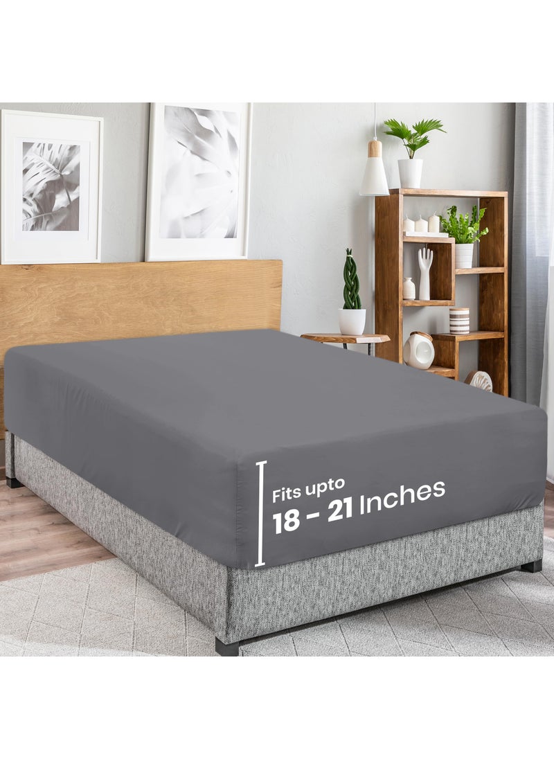 Utopia Bedding Utopia Bedding King Fitted Sheet - Extra Deep Pocket - 21 Inch Deep Pocket - Soft Microfiber -Shrinkage and Fade Resistant-Easy Care -1 Fitted Sheet Only (Grey)  - Image 1