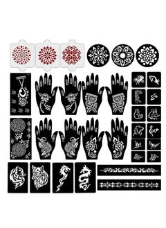 ivana's Ivana's Set of 34 Pcs Reusable Mehandi Stencils for Hands, Wrist, Body, Back, Neck, Face Combo Pack Stencils for Women, Girls And Kids, Easy To Use In Just 4 Steps Indian Design Collection, A2281  - Image 1