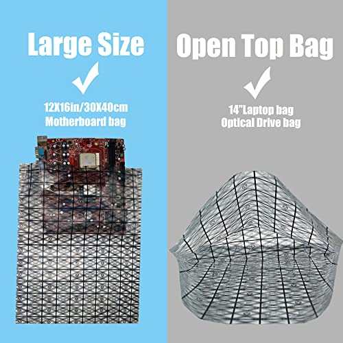 Daarcin Open Top Antistatic Bag,10pcs 12X16in/30x40cm Large ESD Anti Static Bags for Motherboard Video Card LCD Screen with Anti-Static Labels - Image 2