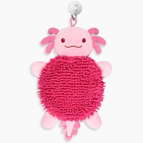 JEROKUMI Axolotl Hand Towel for Bathroom Kitchen - Cute Hanging Face Towels Super Absorbent Chenille, Funny Decorative Towel, Kawaii Holiday Christmas Birthday Gifts for Women, Moms, Kids - Image 1