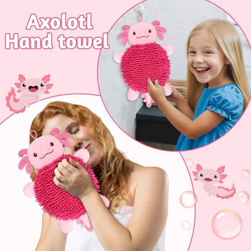 JEROKUMI Axolotl Hand Towel for Bathroom Kitchen - Cute Hanging Face Towels Super Absorbent Chenille, Funny Decorative Towel, Kawaii Holiday Christmas Birthday Gifts for Women, Moms, Kids - Image 4
