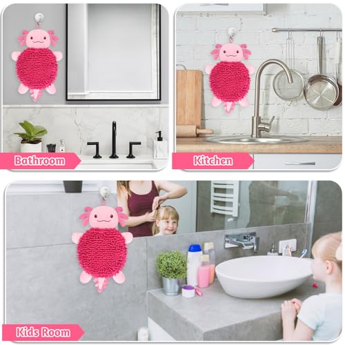 JEROKUMI Axolotl Hand Towel for Bathroom Kitchen - Cute Hanging Face Towels Super Absorbent Chenille, Funny Decorative Towel, Kawaii Holiday Christmas Birthday Gifts for Women, Moms, Kids - Image 2