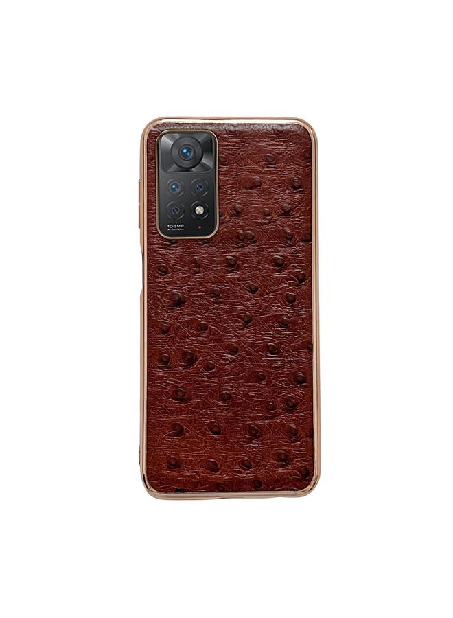 Case For Xiaomi Redmi Note 11 Pro 4G Global/5G Global/Note 11E Pro Genuine Leather Ostrich Texture Nano Plating Phone Case
