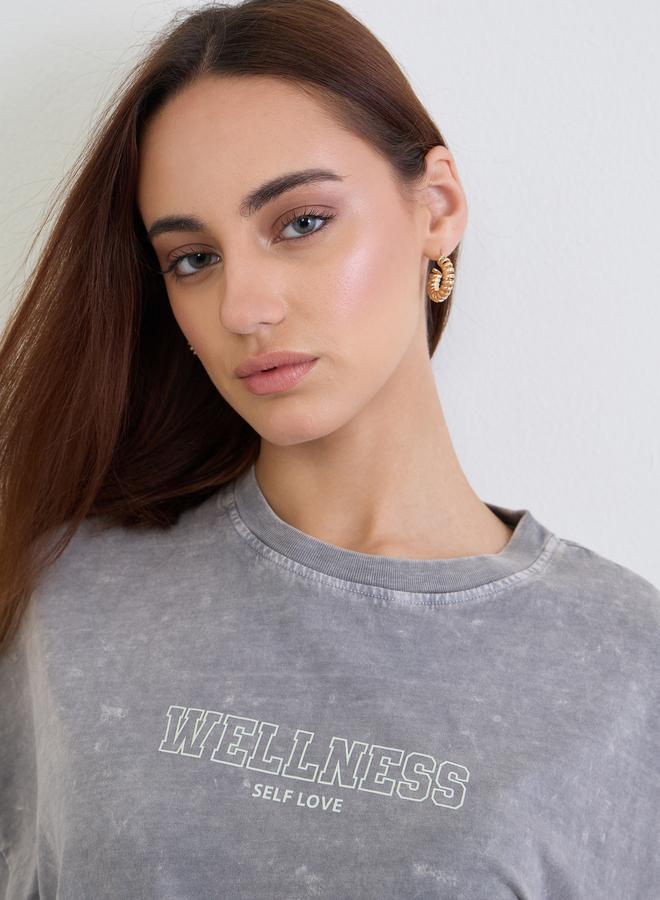 Styli Grey Acid Washed Printed T-Shirt and Joggers Co-Ords - Image 4