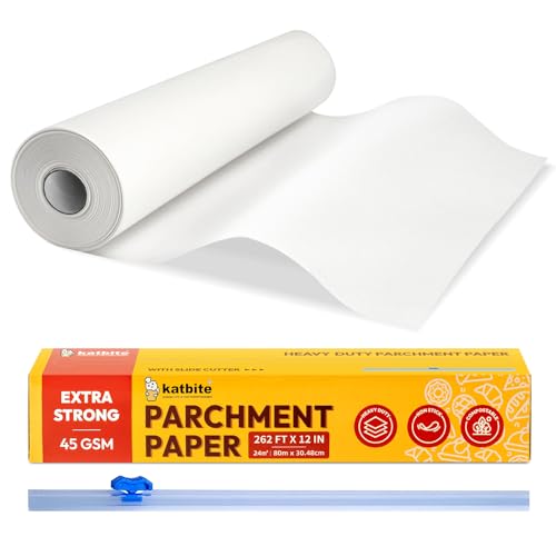 Katbite Heavy Duty Parchment Paper Roll for Baking, 12 in x 262 ft Non-Stick Baking Paper for Cooking, Baking Cookies, Grilling, Air Fryer and Steaming (1Pack) - Image 1