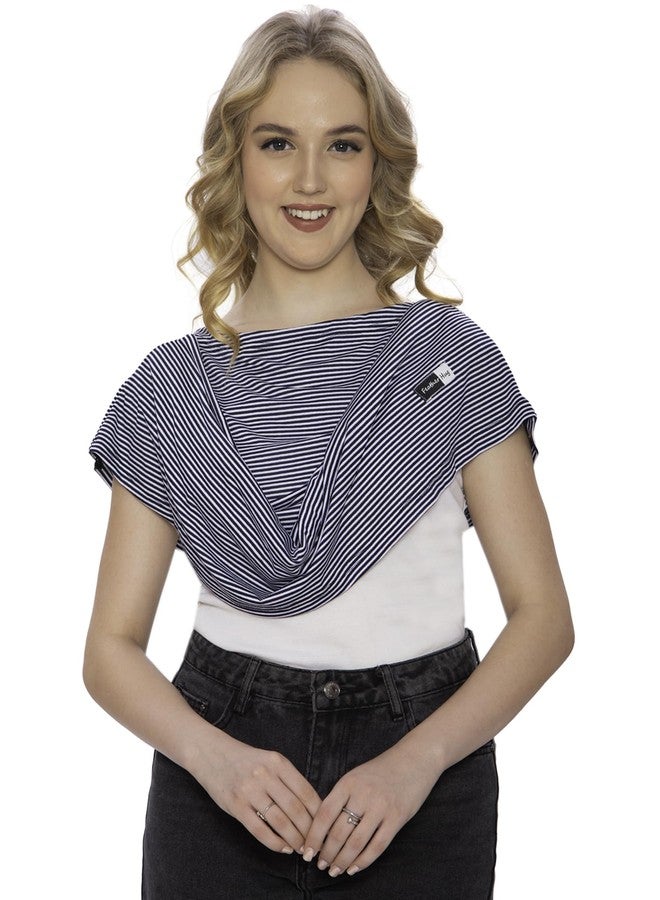 Feather Hug® 360° Premium Nursing Cover for Breastfeeding - Feeding Apron for mom, Stretchy Feeding Cover for Mother, Real Breathable Breast Feeding Cover (Small Blue AND White stripes) - Image 4
