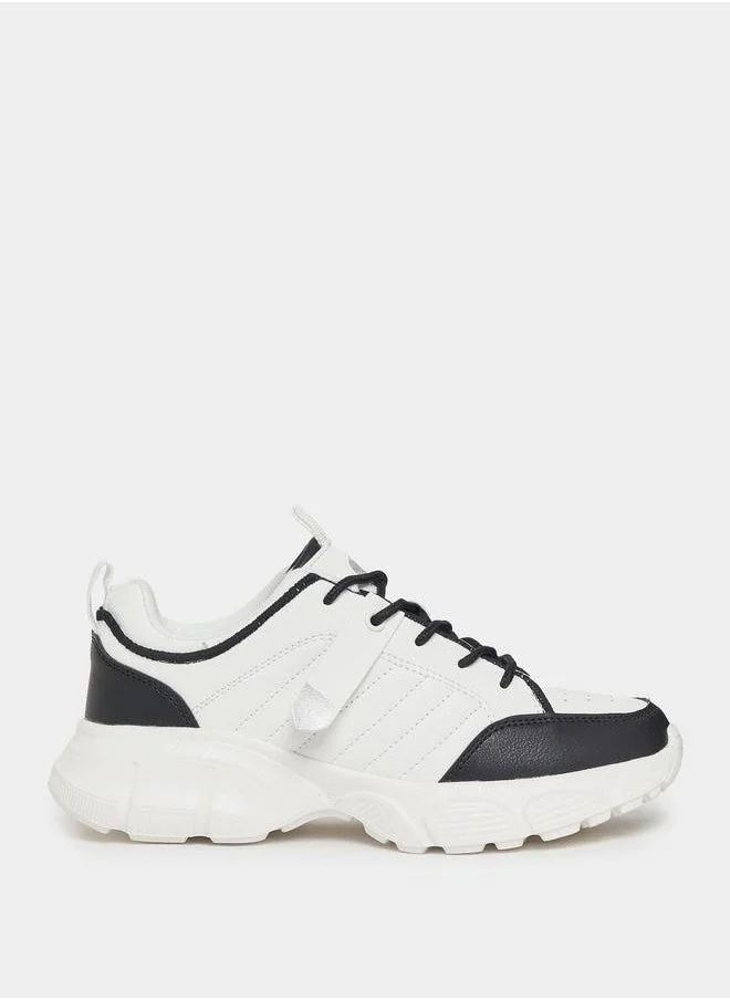 ستايلي Mono Lace Up Chunky Sneakers