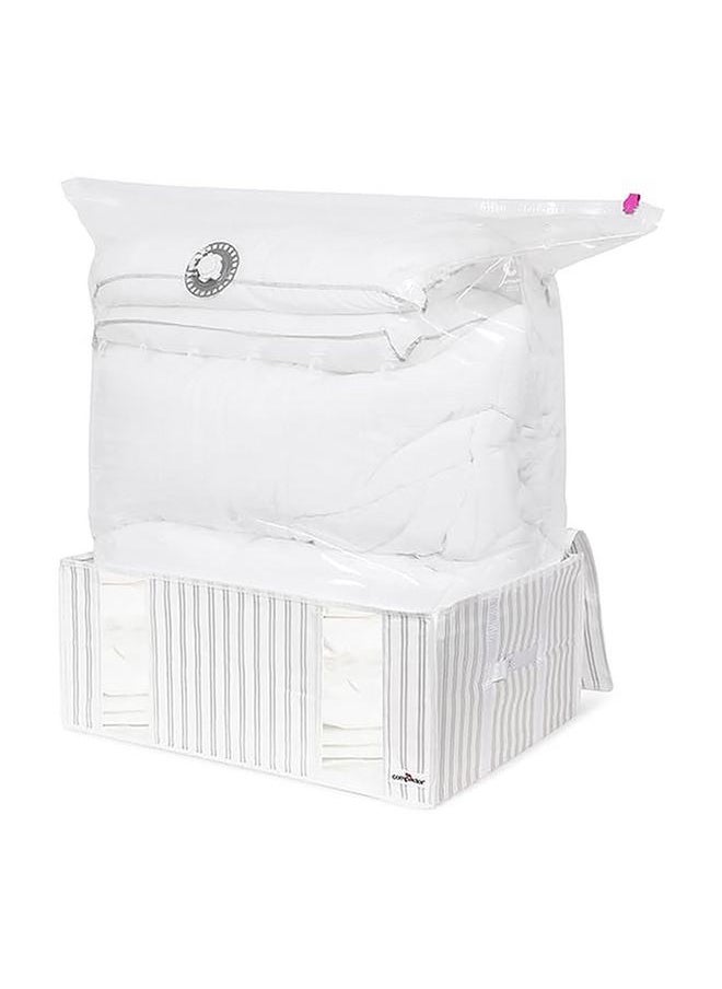 COMPACTOR SpSaving Semi Rigid Zipper Closure Vacuum Storage Box Grey and White 210 Liter  - Image 1