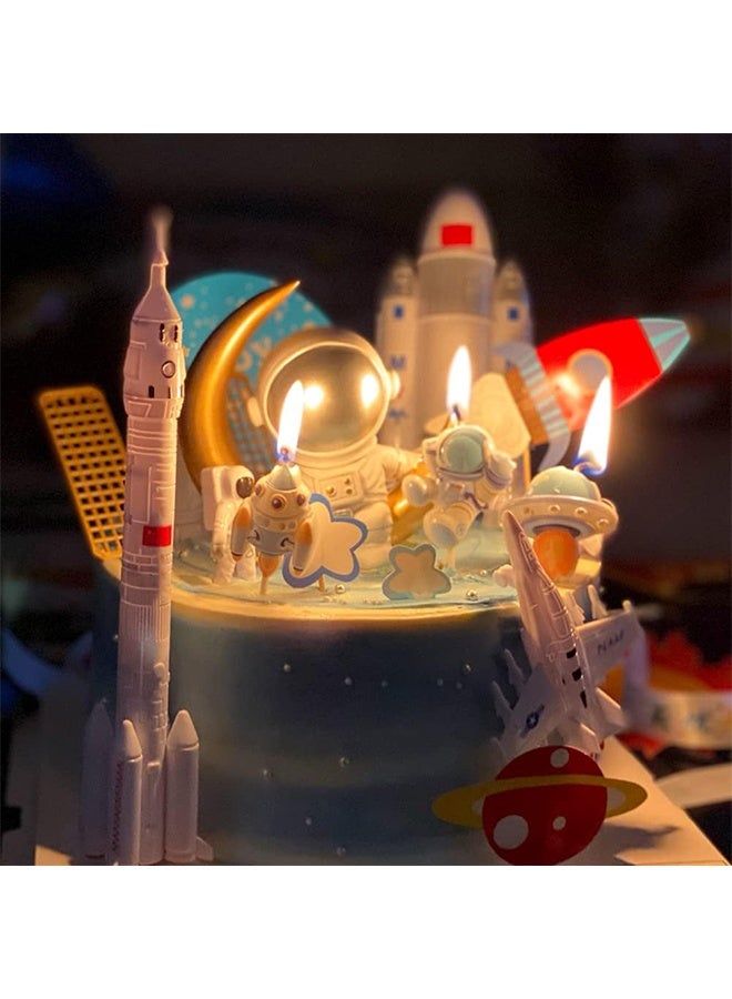Space 3 Pcs Spaceman Birthday Candles, Space Rocket Spacecraft Candles, Astronaut Theme Candles for Birthday Party Baby Shower - Image 2