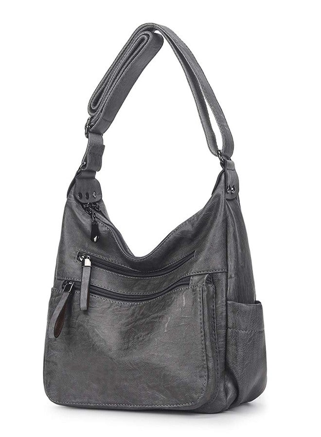 Artwell Fashion Crossbody Bag For Women Shoulder Bag Soft PU Leather Handbags Purses Multi Pocket Hobo Tote Bag (Grey) - Image 1