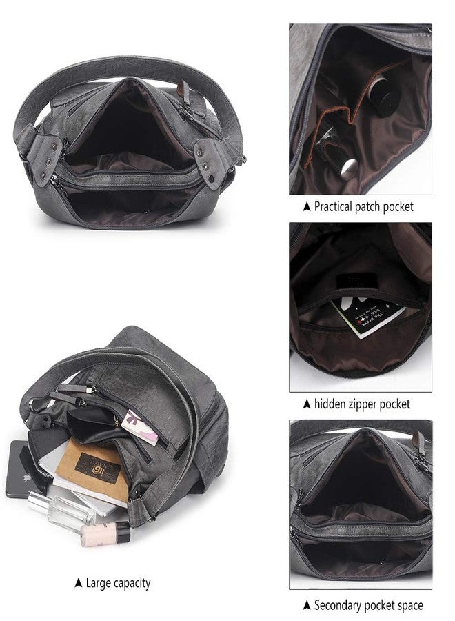 Artwell Fashion Crossbody Bag For Women Shoulder Bag Soft PU Leather Handbags Purses Multi Pocket Hobo Tote Bag (Grey) - Image 5