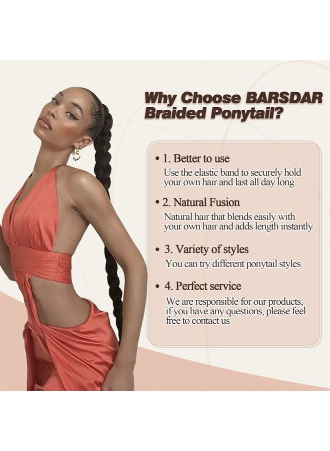 BARSDAR 30 Inch Long Braided Ponytail Extension with Hair Tie Straight Wrap Around Hair Extensions Pony Tail DIY Natural Soft Synthetic Hair Piece for Women Girls-Medium Brown mix Auburn - Image 5