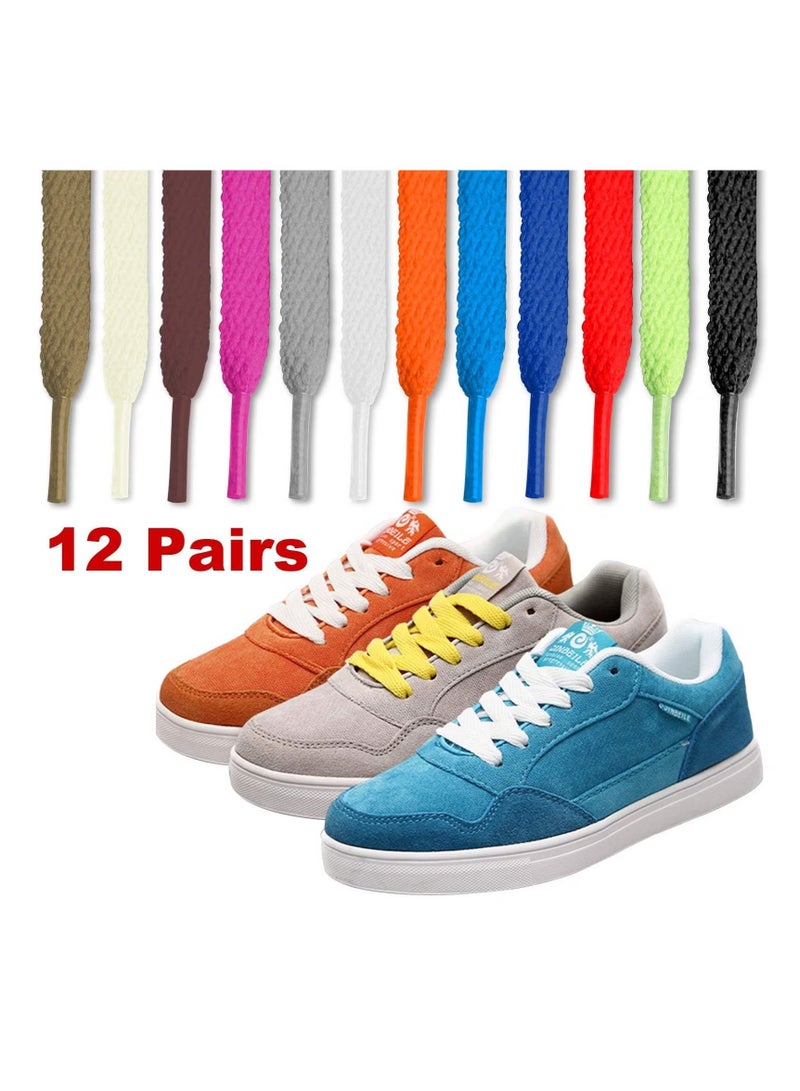 إيليلي 20 زوجًا من أربطة الأحذية المسطحة الملونة، 120 سم / 47.24 بوصة، أربطة أحذية متينة مسطحة، أربطة أحذية ملونة للأحذية الرياضية والأحذية الرياضية - Image 2