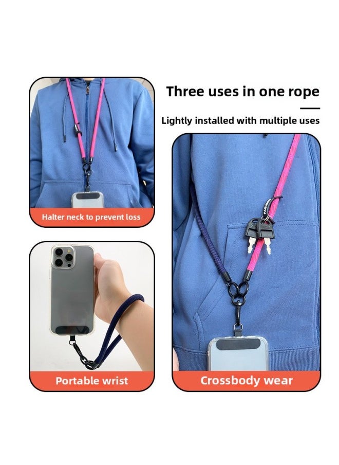 Mobile Phone Lanyard Crossbody Mobile Phone Rope Crossbody Back Lanyard Halter Mobile Phone Rope Advanced Sense Mobile Phone Lanyard-Specifications:92#Yellow And Red Fine Lines (three-in-one)