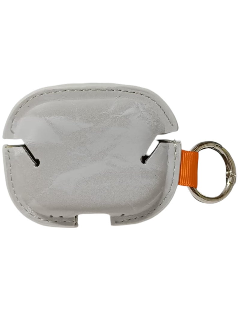 Leather Protective Case Skin Cover with Keychain and Lock for  Airpods Pro 2 Case Fashion Grey - Image 4