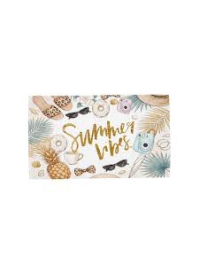 شنطة ميكب SUMMER VIBES - نقشة أناناس - أبيض × بني - 30 × 40 سم - تصميم صيفي أنيق - Image 1