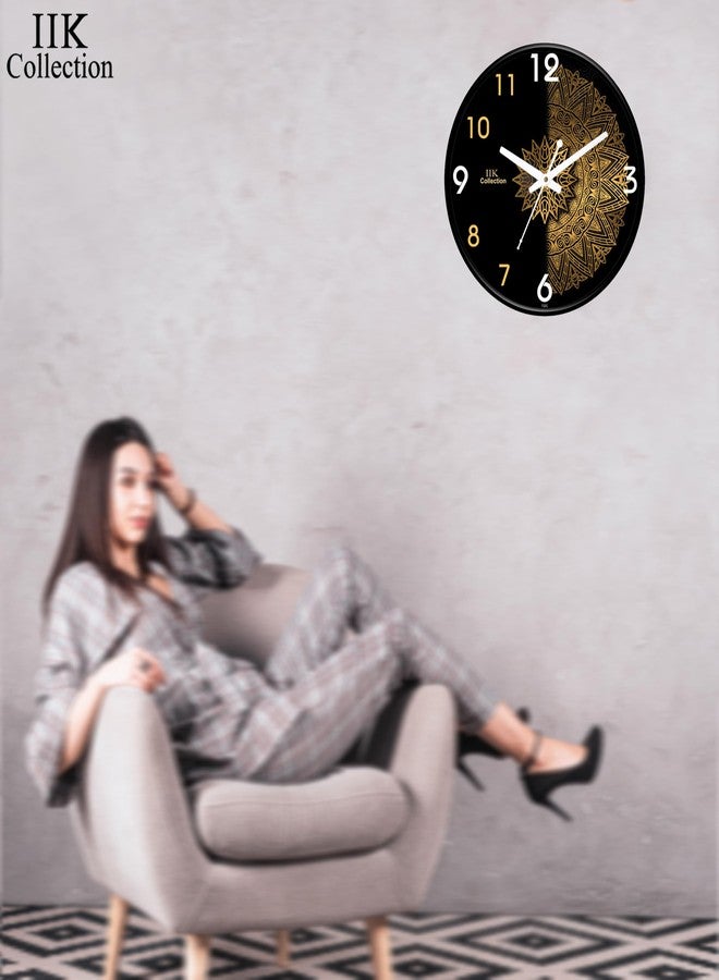 IIK COLLECTION Plastic Designer Analogue Sweep Silent (No Tic-Tic Sound) Quartz Movement Round Wall Clock for Home, Wall Clock for Living Room, Bedroom, (12 X 12-inch, 30 cm x 30 cm x 6 cm) - Image 2