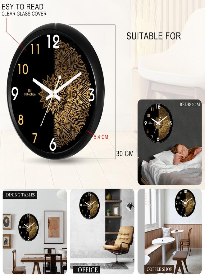 IIK COLLECTION Plastic Designer Analogue Sweep Silent (No Tic-Tic Sound) Quartz Movement Round Wall Clock for Home, Wall Clock for Living Room, Bedroom, (12 X 12-inch, 30 cm x 30 cm x 6 cm) - Image 4