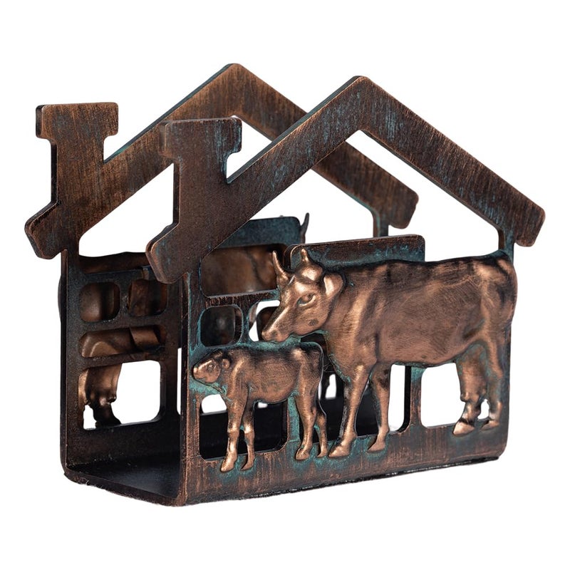 CLYB Metal Napkin Holder for Table, Heavy Dudty Rustic Farmhouse Cow & Calf Napkin Holder for Table Napkins, Vintage Metal Tissue Napkin Dispenser, Napkin Table Decor for Kitchen Coffee Shop Bar - Image 3