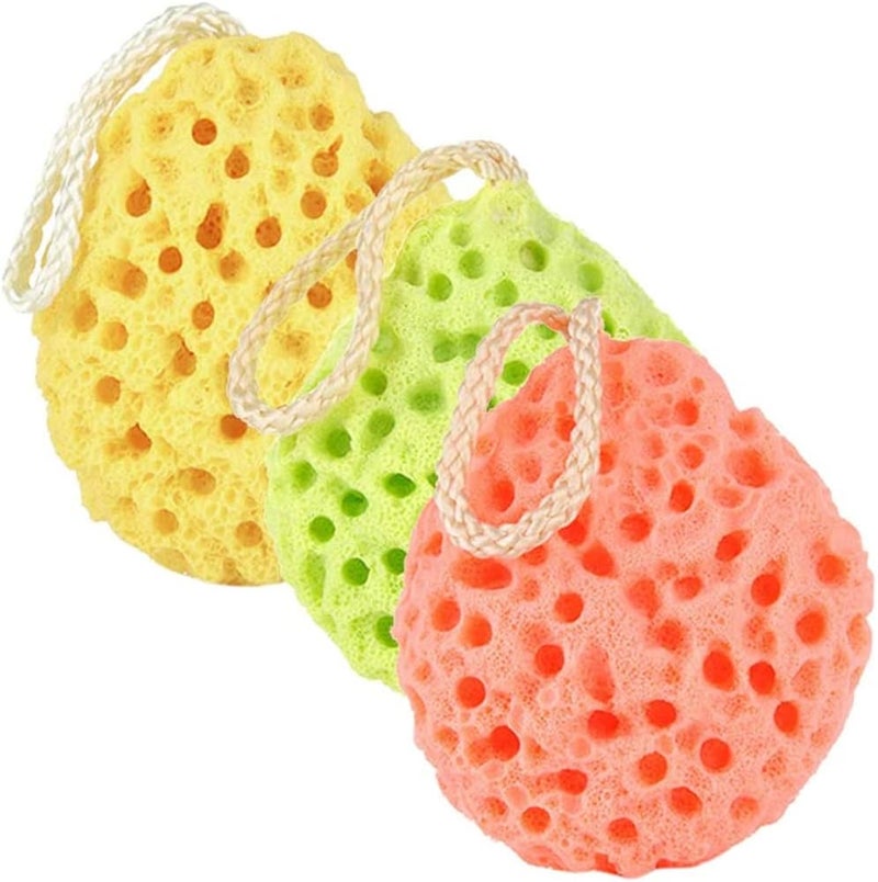 ELECDON Body Bath Sponge, 3 Pack Natural Fiber Soft Body Bath Sponge Honeycomb Texture Gentle Soothing Exfoliating Cleansing Body Shower Loofahs for Adults Kids Daily Care Bathroom Supplies - Image 1