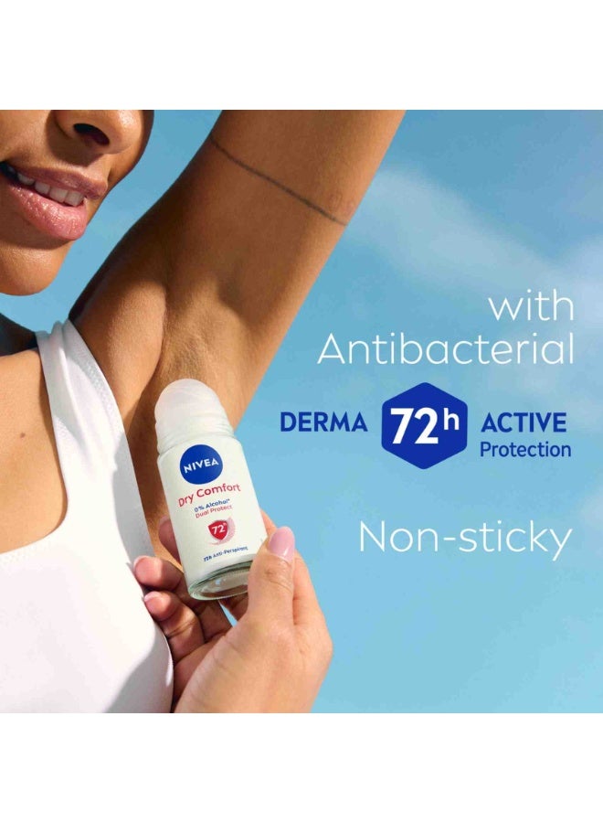 نيفيا عبوة من 6 دراي كومفورت مزيل عرق رول اون 50 مل حماية طويلة من التعرق وعناية لطيفة بالبشرة - Image 4