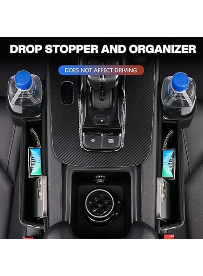 Car Seat Gap Filler, 2Pcs Leather Seat Gap Storage Box with Water Cup Holder, Universal Seat Gap Organizer for Cars, SUV and Trucks, Car Interior Accessories for Phones, Glasses, Keys, Cards - Image 3