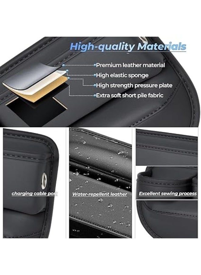 Car Seat Gap Filler, 2Pcs Leather Seat Gap Storage Box with Water Cup Holder, Universal Seat Gap Organizer for Cars, SUV and Trucks, Car Interior Accessories for Phones, Glasses, Keys, Cards - Image 2