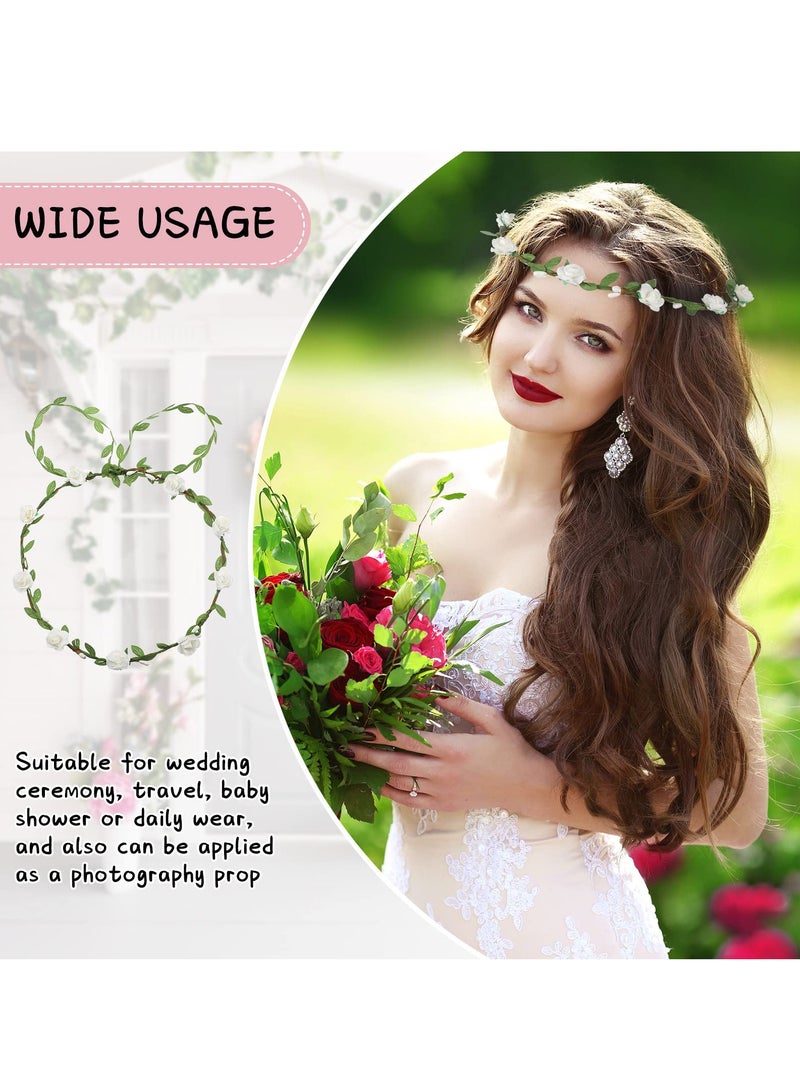 إسكدنيا Flower Crown Headband, Women Garland Headband, Hair Floral Wreath Boho Headpiece, Flower Crown Headband for Girls Wedding Festival Hair Accessories - Image 4