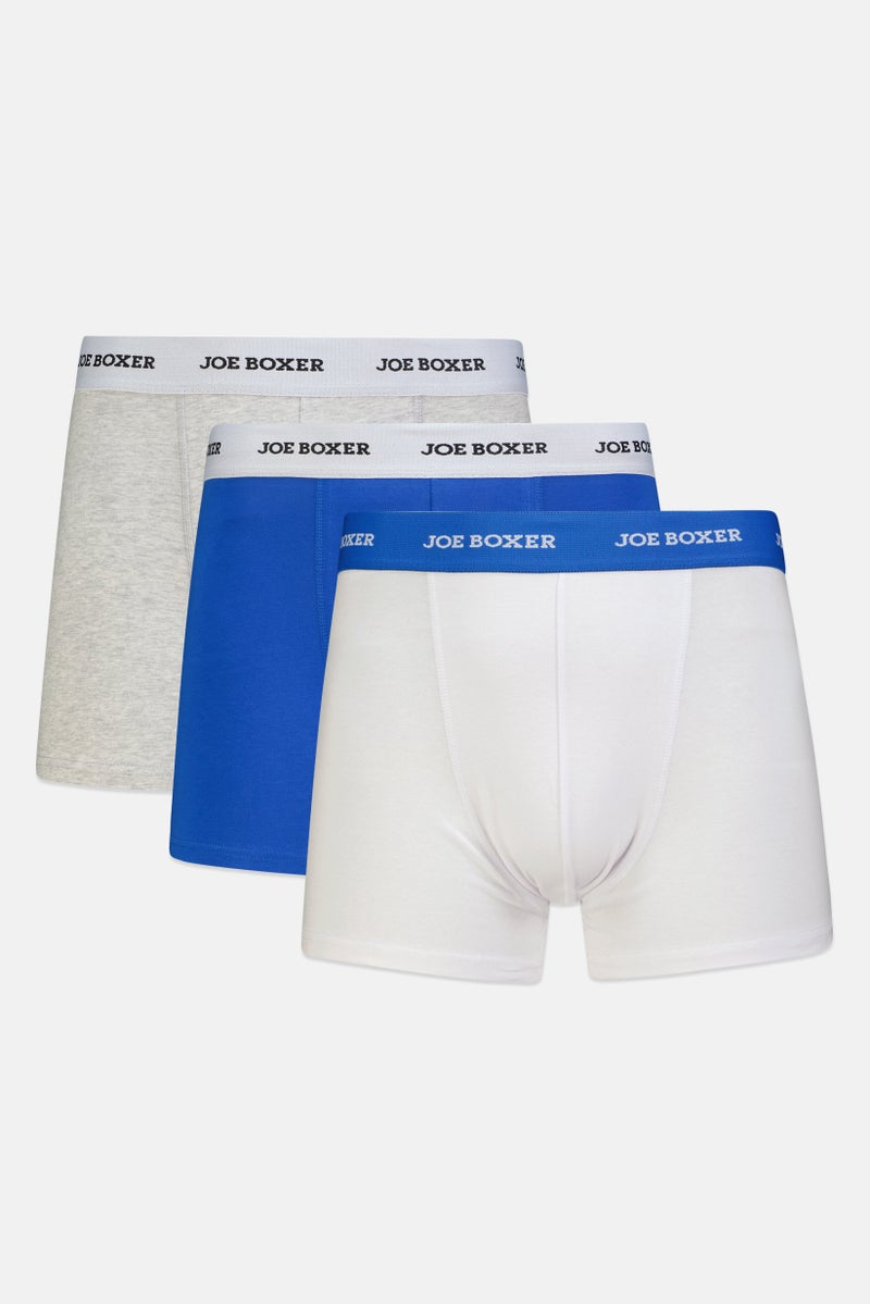 Joe Boxer Men 3 Pieces Brand Logo Boxer Briefs, Multicolor - Image 1