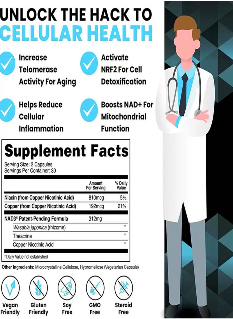 HPN Supplements NAD NAD Booster  Value Size 2 Month Supply  Clinically Proven  Independently Tested  Metabolic Repair  312 mg per Serving  120 Capsules