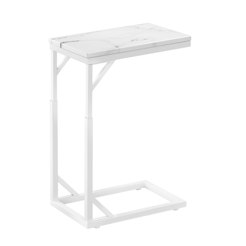 Joyofcife CShaped End Table Small Sofa Table with Metal Frame Adjustable Height Side Table for Couch Living Room Bedroom Bedside White Small - Image 2